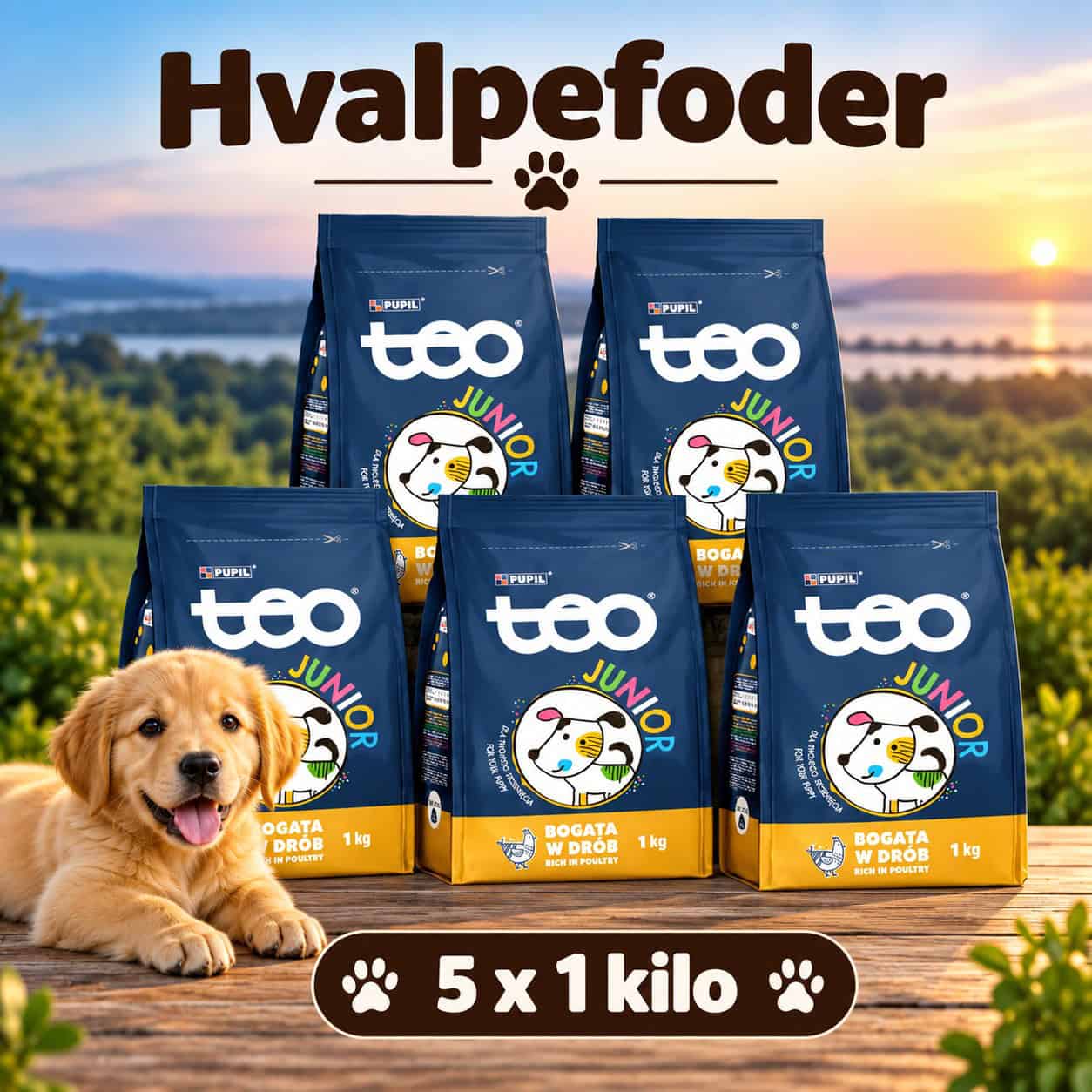 Hvalp - Junior 5 x 1 kg med lakse olie