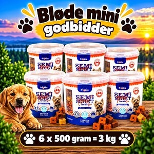 Bløde mini kødben godbidder 6 x 500g (Hel kasse)