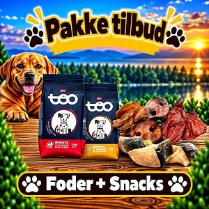 Pakketilbud 2. (2 x 1 kg Teo tørfoder + 10 mix snacks)